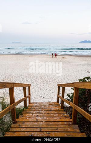 Stairway leading down to Acores Beach at evening. Florianopolis, Santa Catarina, Brazil. Stock Photo