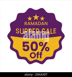 Ramadan Kareem Special Offer, Sale, Discount Badge, Label, Sticker, Button Vector Illustration Design Stock Vector