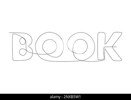 One continuous line of Book word. Thin Line Illustration vector concept. Contour Drawing Creative ideas. Stock Vector