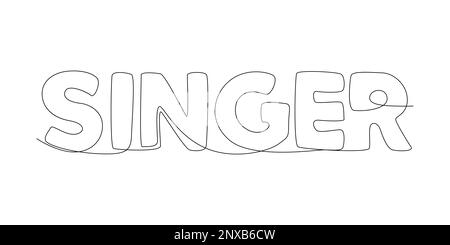 One continuous line of Singer word. Thin Line Illustration vector concept. Contour Drawing Creative ideas. Stock Vector