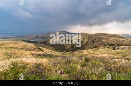 Megalithic structure Zorats Karer in Syunik provibce of Armenia Stock Photo