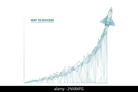 Rocket on Growth chart. Fast growth concept. Digital technology vector Stock Vector