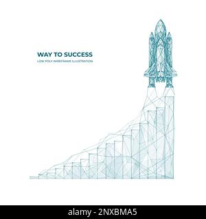 Space shuttle launch and growth chart.  Stock Vector