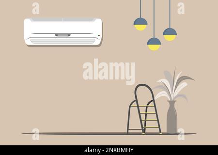 Air conditioner background isolated on green background Stock Vector