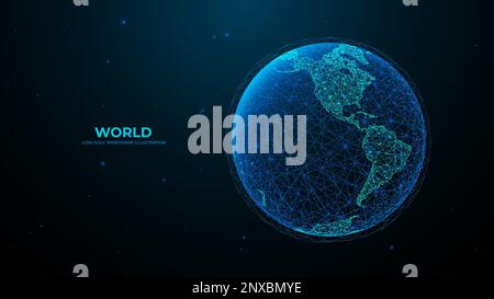 Western hemisphere. Polygonal digital isolated Earth. Technology globe Stock Vector