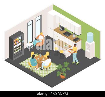 Coffee break - modern vector colorful isometric illustration Stock Vector