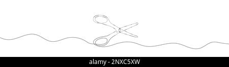 Continuous linear drawing of scissors. Single line drawing of scissors. Vector illustration. Line art of scissors Stock Vector