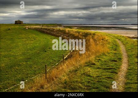 The Lancashire Coastal Way near Cockersands Abbey, Cockerham Stock Photo