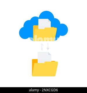 Cloud file sync. File Folder with synchronization Cloud. Data transfer Stock Vector
