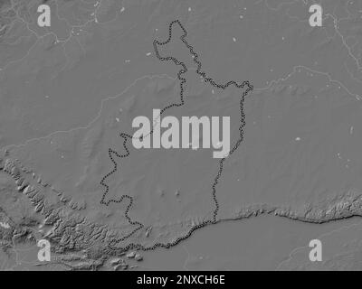 Buri Ram, province of Thailand. Bilevel elevation map with lakes and rivers Stock Photo