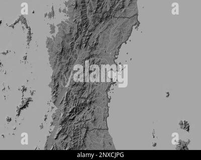 Chumphon, province of Thailand. Bilevel elevation map with lakes and rivers Stock Photo