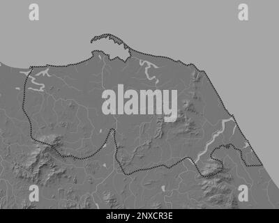 Pattani, province of Thailand. Bilevel elevation map with lakes and rivers Stock Photo