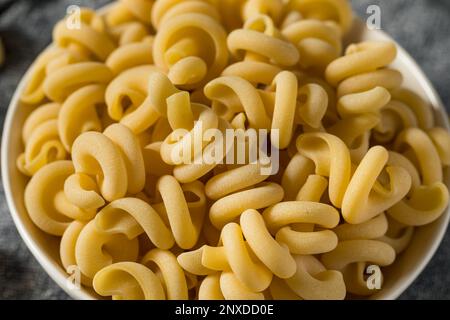 Homemade Dry Trottole Pasta in a Bowl Stock Photo