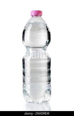 Clear and cool water in 500ml pet plastic bottle, isolated on white , clipping path included Stock Photo