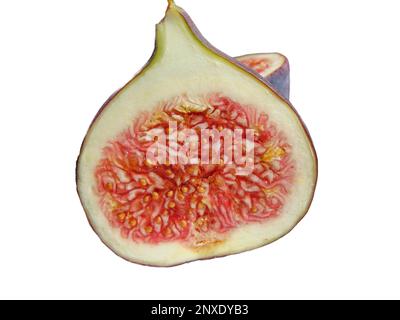 Half of a fresh fig. Fig isolated on white Stock Photo