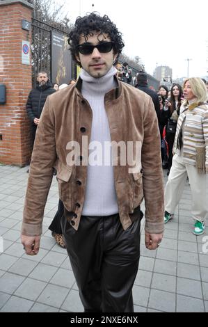 MILAN, ITALY - FEBRUARY 24: Massimiliano Caiazzo  is seen arriving at the Tod's  fashion show during the Milan Fashion Week Womenswear Fall/Winter 202 Stock Photo