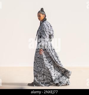 Paris, France, 28/02/2023. Ramla Ali wearing a coat with prints at the Dior Womenswear Fall/Winter 2023 show PARIS FASHION WEEK - FEBRUARY 28 2023 Credit: Jacques Julien/Alamy Live News Stock Photo