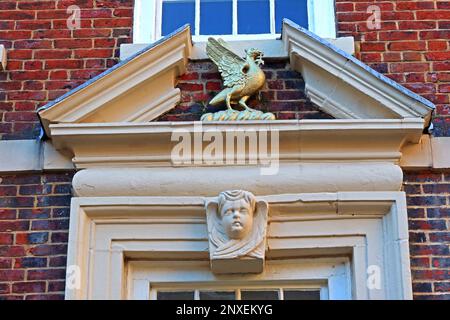 Doorway Liver Bird at The Bluecoat Chambers, built 1716–17 as a charity school, 8 School Lane, Liverpool, Merseyside, England, L1 3BX Stock Photo