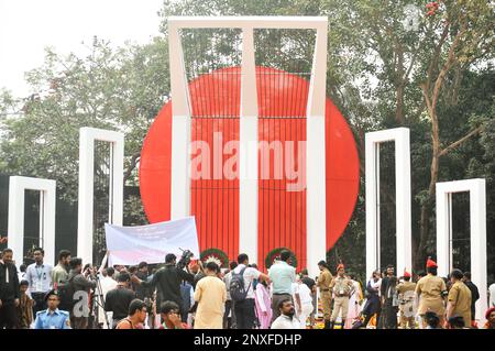 International mother language day 2023 events picture in Dhaka, Bangladesh. An underprivileged child photographs. Stock Photo