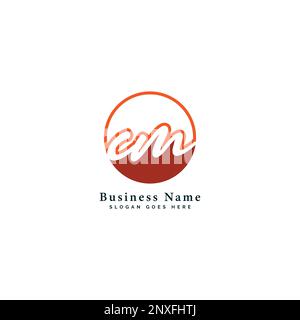 C, M, CM Initial letter handwritten and signature vector image template in round shape logo Stock Vector