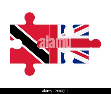 Connected puzzle of flags of Trinidad and Tobago and United Kingdom, vector Stock Vector