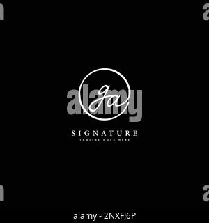 G, A, GA Initial letter handwritten and signature vector logo. Business template in round shape line art Stock Vector