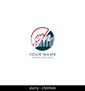 G, H, GH Initial letter handwritten and signature vector image template in round shape logo Stock Vector