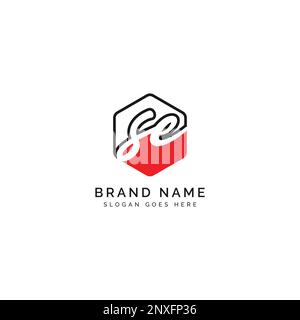 S, E, SE Initial letter handwritten and signature vector image template in hexagon shape logo Stock Vector