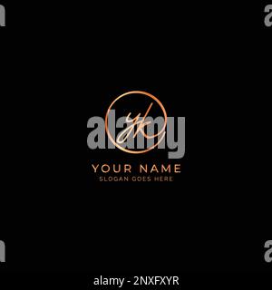 Y, K, YK Initial letter handwritten and signature vector logo. Business template in round shape line art Stock Vector
