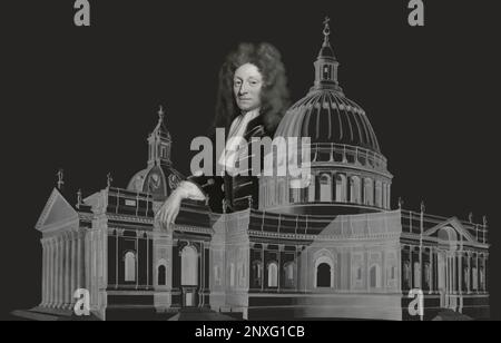 Sir Christopher Wren, 1632 - 1723, English architect, St Paul's Cathedral Stock Photo