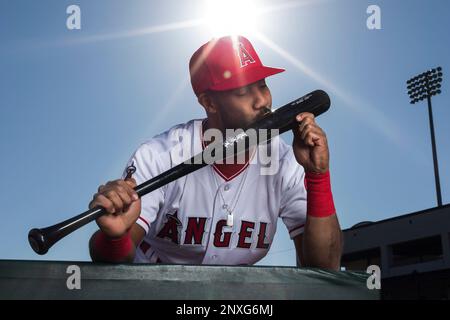 Los Angeles Angels-Media Day - Feb 22, 2018; Tempe, AZ, USA; Los Angeles  Angels outfielder Mik…