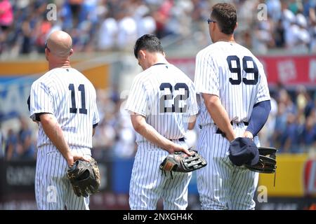 New York Yankees' Brett Gardner (11) looks on during the fifth inning of a  baseball game against the Chicago White Sox on Saturday, May 22, 2021, in  New York. (AP Photo/Adam Hunger