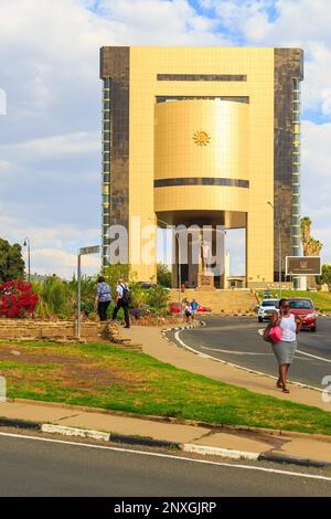 WINDHOEK, NAMIBIA - 10 October 2018: The Museum of Independence along with the Memorial Statue of the Fight for Indepence in Windhoek. Stock Photo