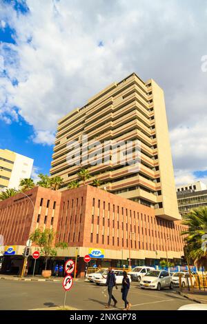 Windhoek, Namibia - 10 October 2018: An aerial view of the center of Windhoek the capital of Namibia in Southern Africa. Stock Photo