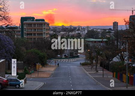 Windhoek, Namibia - 10 October 2018: An aerial view of the center of Windhoek the capital of Namibia in Southern Africa. Stock Photo