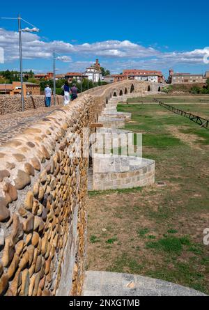 Puente del Paso Honroso river in Hospital de Orbigo on the Camino de Santiago, Spain Stock Photo