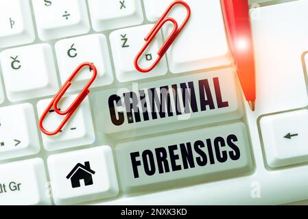 Conceptual caption Criminal Forensics. Business overview Federal Offense actions Illegal Activities punishable by Law Stock Photo