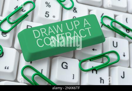 Conceptual caption Draw Up A Contract. Word Written on write a business agreement cooperation legal papers Stock Photo