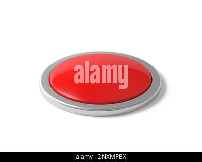 Red button isolated on white background. 3d illustration. Stock Photo