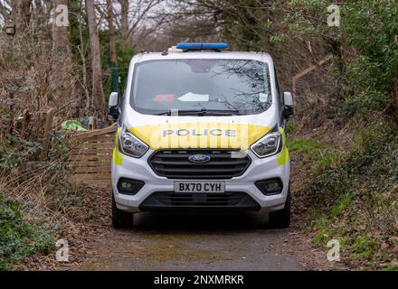 Holingbury, East Sussex, Brighton, UK. 01st Mar, 2023. Police discover baby thought to be that of missing baby of Constance Marten & Mark Gordon, Holingbury, East Sussex, Brighton, UK. Holingbury, East Sussex, Brighton, UK. Credit: reppans/Alamy Live News Credit: reppans/Alamy Live News Stock Photo