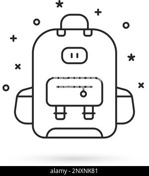 linear black backpack isolated on white Stock Vector