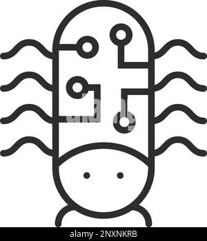 thin line computer bug icon Stock Vector