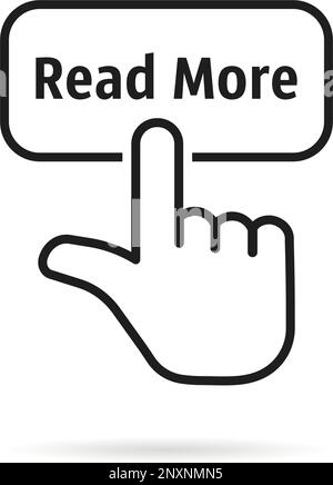 linear hand with black read more button Stock Vector