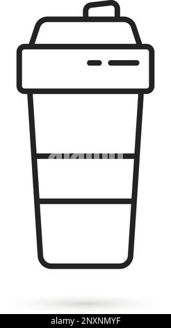 black shaker cup thin line icon Stock Vector