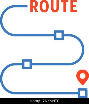 thin line route with waypoints Stock Vector