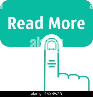 green read more button with linear hand Stock Vector