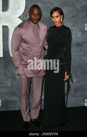 Idris Elba and Sabrina Dhowre Elba arrive at the global premiere of 'Luther: The Fallen Sun' at BFI IMAX Waterloo in London, England. Stock Photo