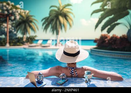 The Art of Multitasking: AI and Chill Stock Photo