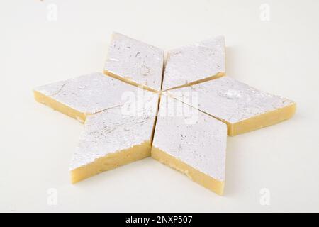 Kaju barfi on white background, famous indian sweet Stock Photo