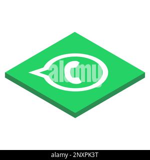 WattsApp instant messaging app icon. 3D isometric square shape vector illustration. Stock Vector